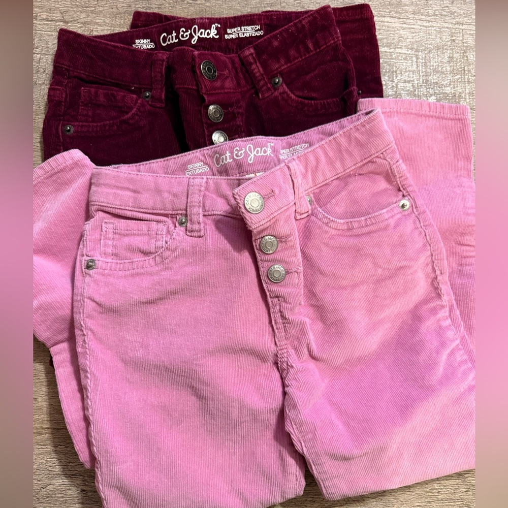 Cat & Jack Burgundy and Pink Corduroy Pants